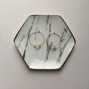 Simple Gold Beaded Hoops